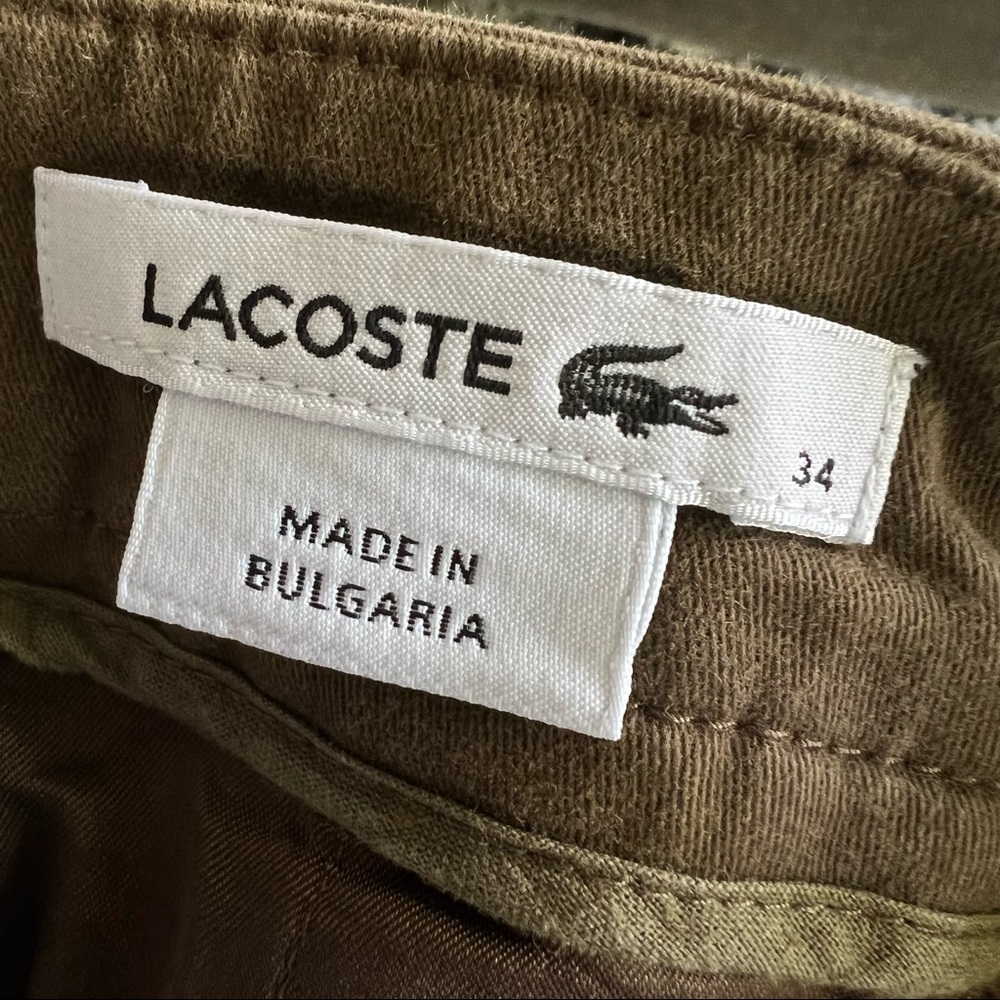 LACOSTE olive green slim leg trouser pants size 2 - Picture 4 of 9